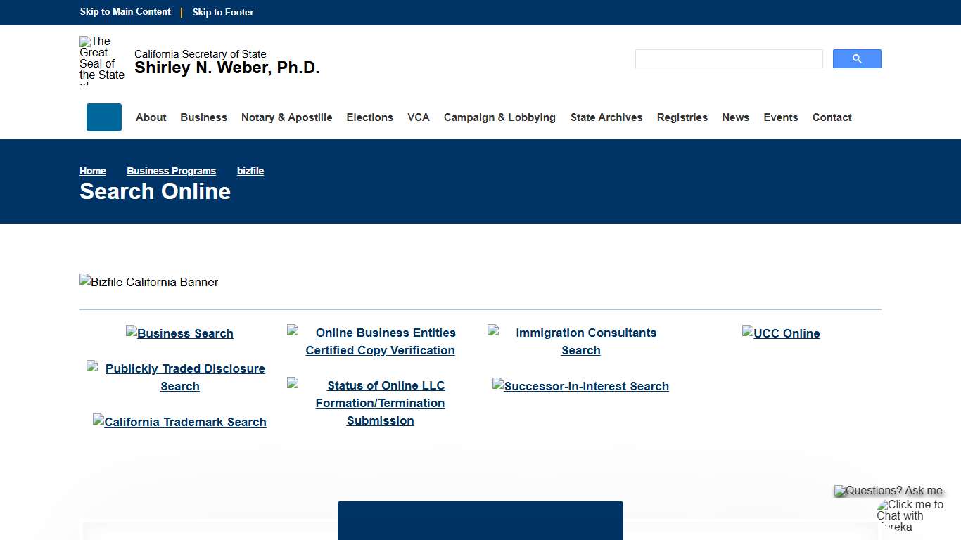 Search Online :: California Secretary of State